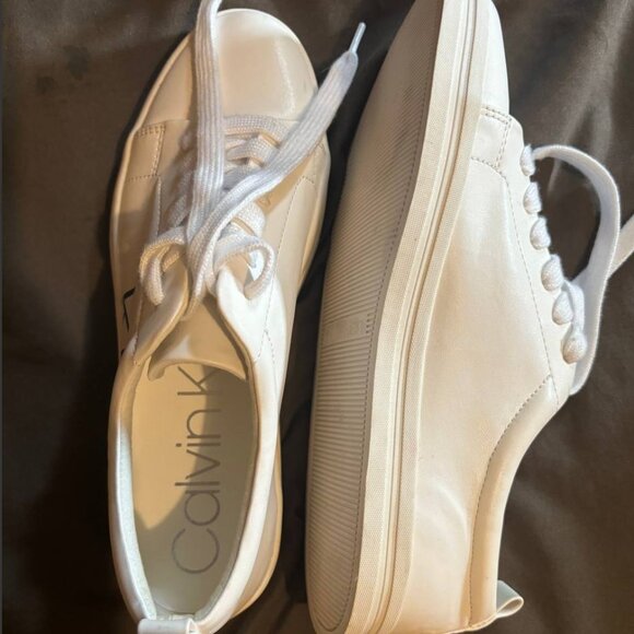 Calvin Klein White Logo Sneakers | Women’s Size 7.5 - Picture 2 of 3